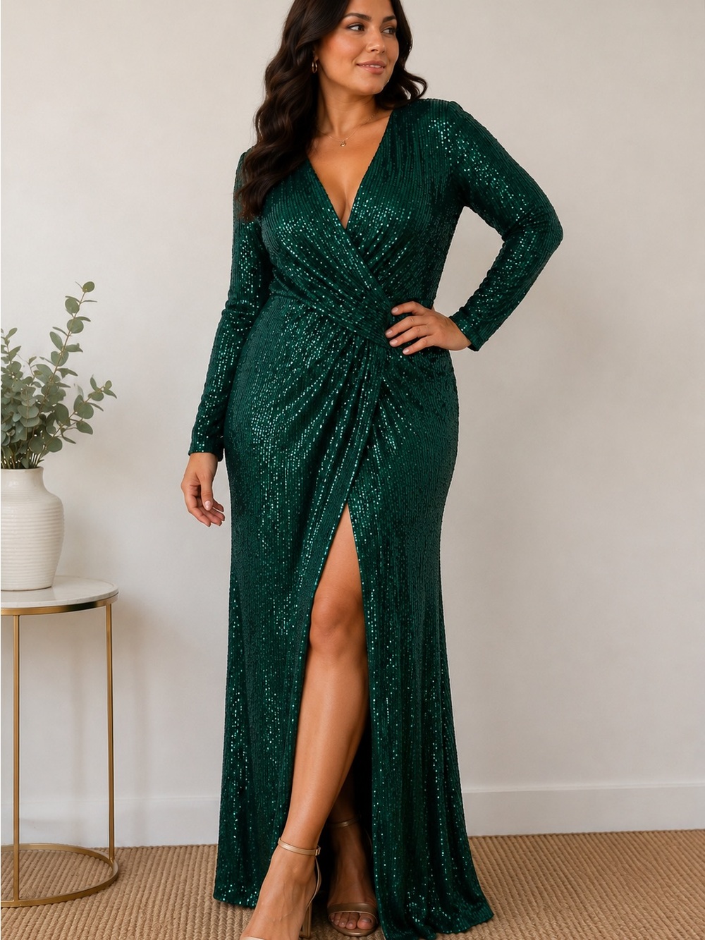 Baltic Born Madonna Sequin Maxi Dress Emerald Green NWT XL Formal Gown